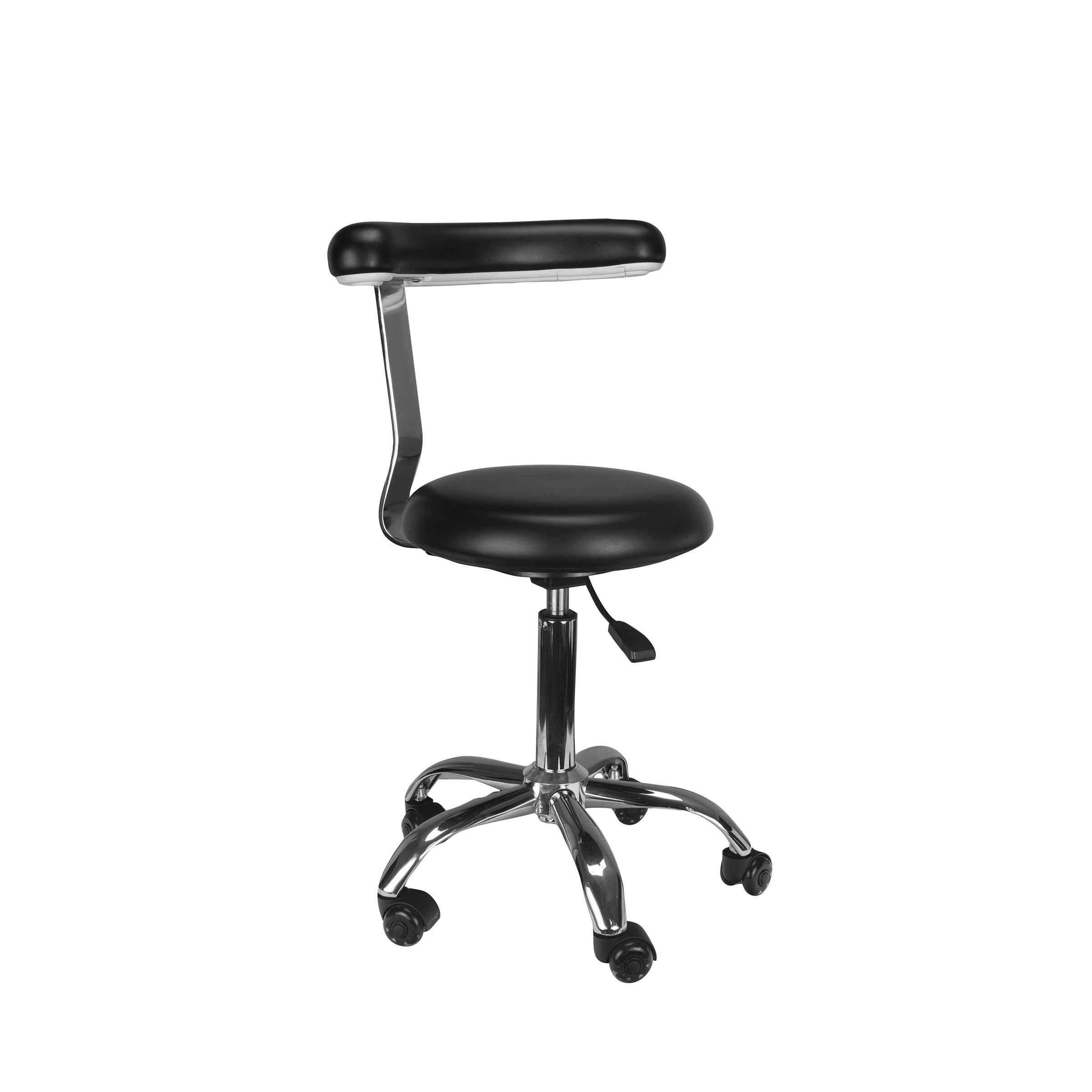 Supra Rolling Salon Stool - Black Hydraulic Dental Assistant Chair